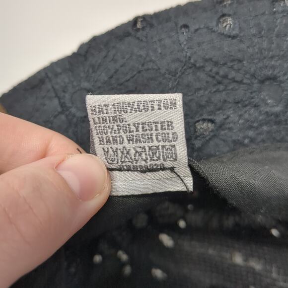 C.C Bucket Hat Black One Size Lightweight Floral Eyelet Blank Polycotton - Picture 10 of 10